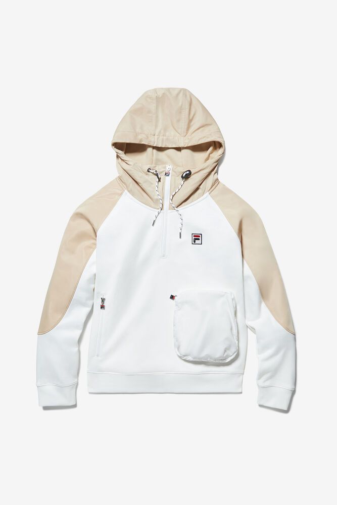 Fila Hoodie Milano 1/2 Zip Mens White - India KBD-810465